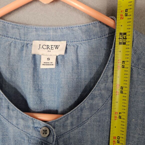 J. Crew Chambrey Cottage Puff Sleeve Ruffled Size Small Button up shirt - Picture 2 of 8